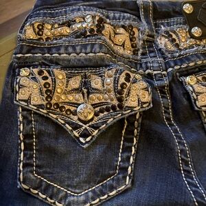 Miss Me Dark Blue Embellished Boot Cut Jeans